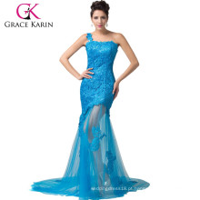 2015 New Style One Shoulder Seda tailandesa Elegante vestidos de noite de renda longa CL6129-1 #